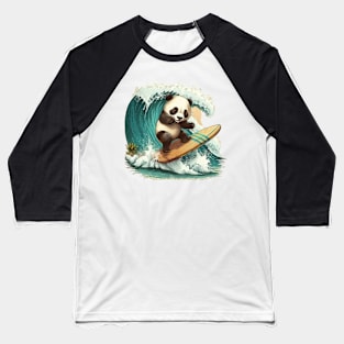 Surfing Panda Baseball T-Shirt